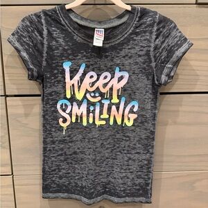 Royal Apparel Girls Tee Shirt in Grey - Keep Smiling Design Sz 4